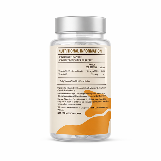 FLORVIA Vitamin D3 + K2 Capsules for Bone Strength, Immunity & Heart Health