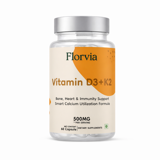 FLORVIA Vitamin D3 + K2 Capsules for Bone Strength, Immunity & Heart Health