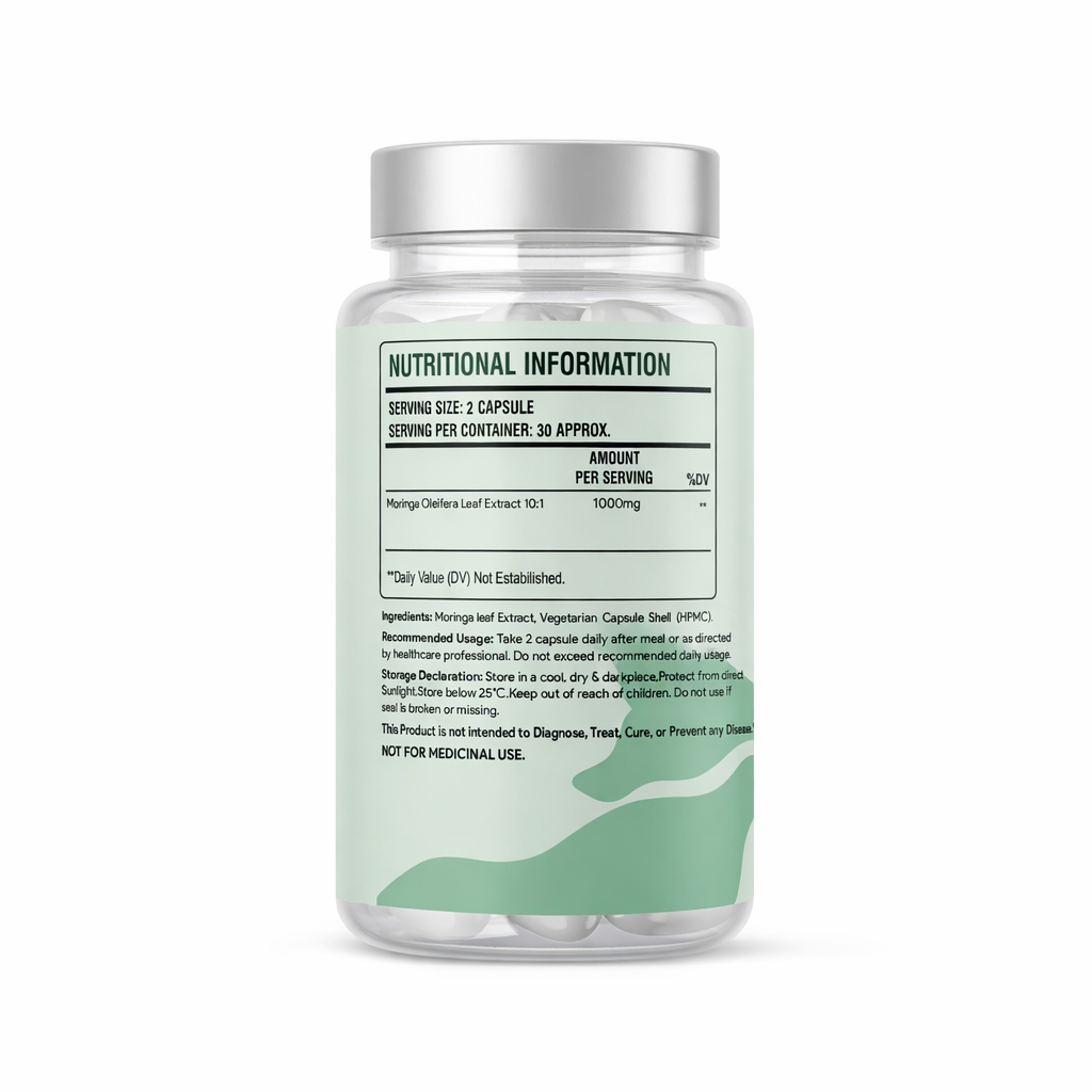 FLORVIA Moringa Capsules for Energy, Immunity, Brain Health & Daily Wellness – 60 Capsules