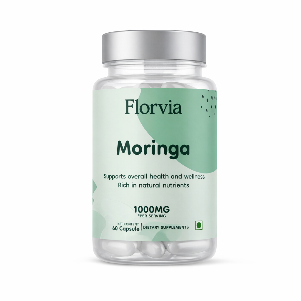 FLORVIA Moringa Capsules for Energy, Immunity, Brain Health & Daily Wellness – 60 Capsules
